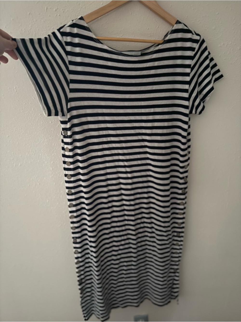 Laundry By Shelli Segal Black and White Striped Midi Dress